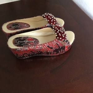COPY - Pierre Dumas Red and black Embellished mule